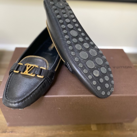 Louis Vuitton Black Leather Zipper Detail Loafers - Picture 2 of 3